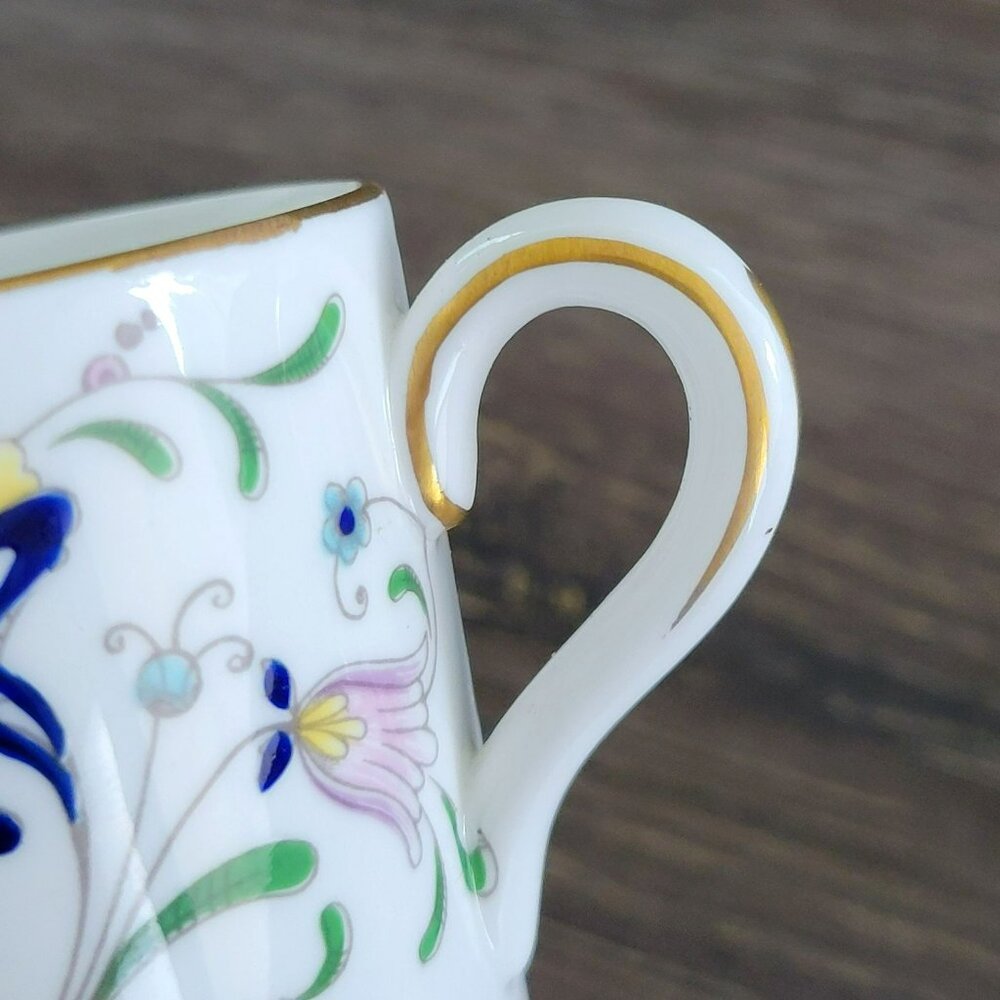 Vintage Coalport Demitasse Cup & Saucer, Abstract Floral Gold Trim England 1970s - Picture 4 of 8